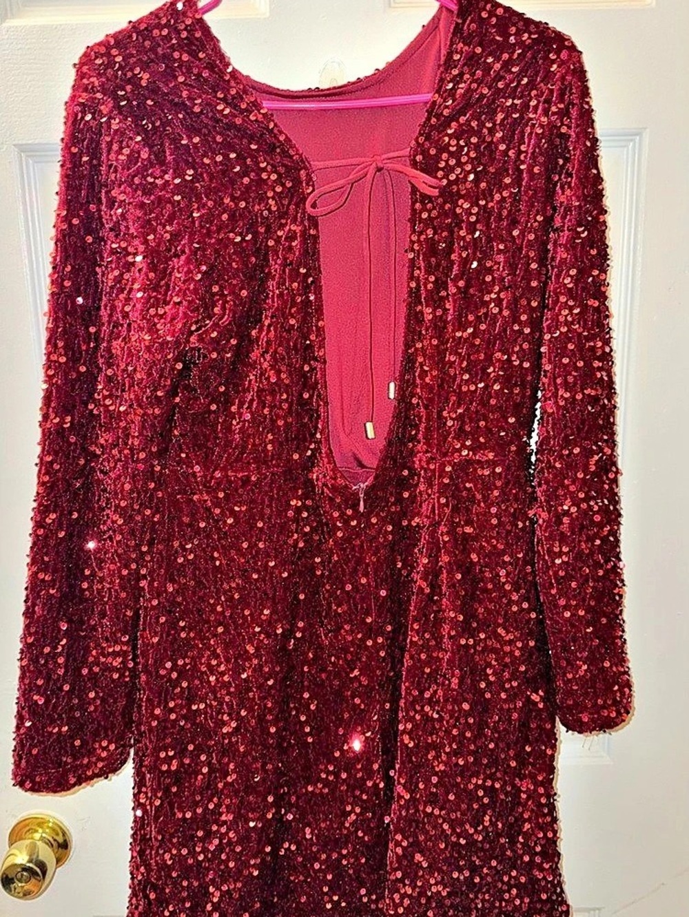 R Vivimos Women's Sequin Bodycon Dress Fall Winter Velvet Warm Long Sleeve Crew